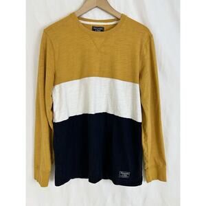 Y2K Abercrombie & Fitch Men's Medium Blue Striped Rugby Long Sleeve Shirt‎ Tee